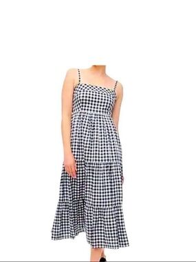 J. Crew Factory square-neck tiered dress gingham NWT sz 14